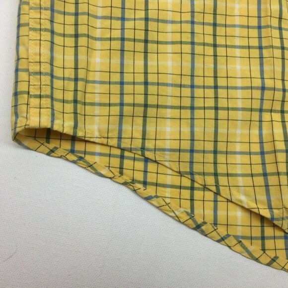 Roundtree & Yorke Mens Plaid Yellow Blue Short Sleeved Shirt Size XL - Picture 2 of 6